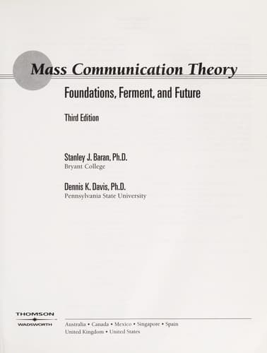 Portada de Mass communication theory