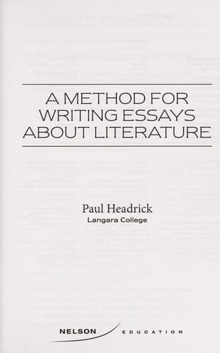 Portada de A method for writing essays about literature