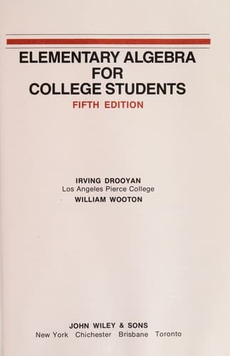 Portada de Elementary algebra for college students