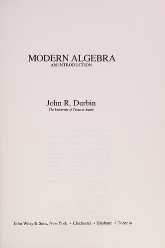 Portada de Modern algebra