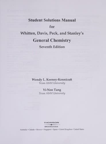 Portada de General Chemistry, Seventh Edition Solutions Manual