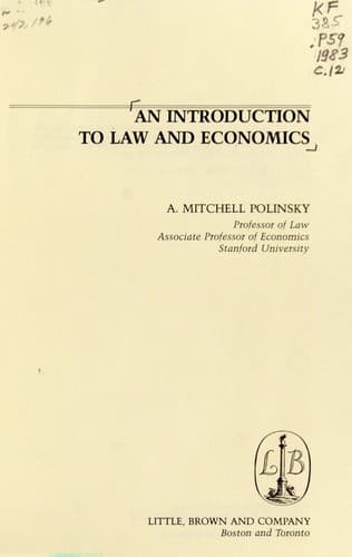 Portada de An introduction to law and economics
