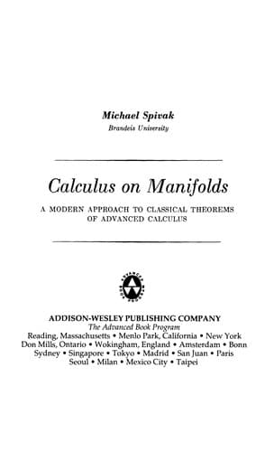 Portada de Calculus on manifolds