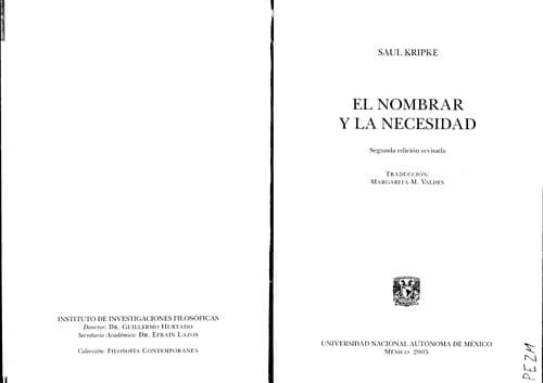 Portada de El nombrar y la necesidad