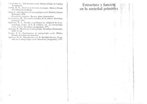 Portada de Estructura y función en la sociedad primitiva