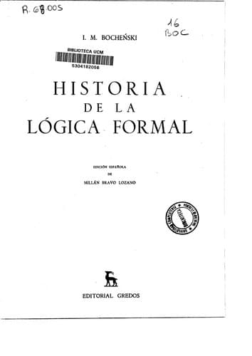 Portada de Historia de la lógica formal