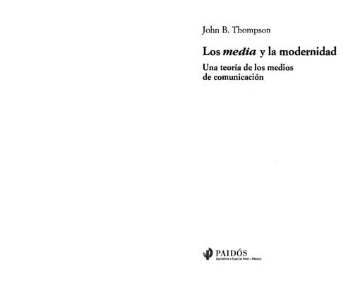 Portada de Los Media Y La Modernidad / The Media and Modernity