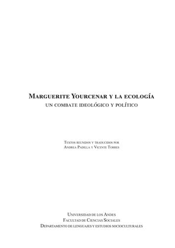 Portada de Marguerite Yourcenar y la ecología