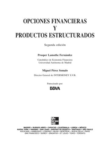 Portada de Opciones financieras y productos estructurados