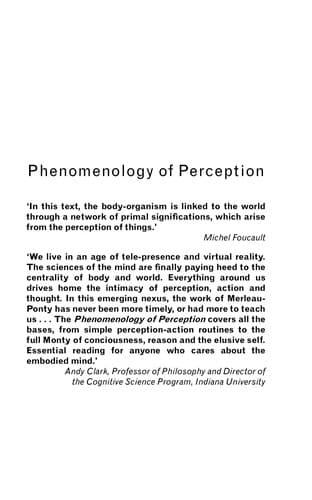 Portada de Phenomenology of perception