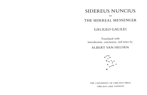Portada de Sidereus Nunicius, or, The sidereal messenger