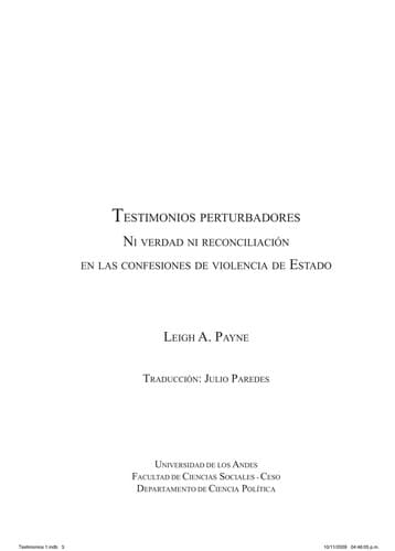 Portada de Testimonios perturbadores