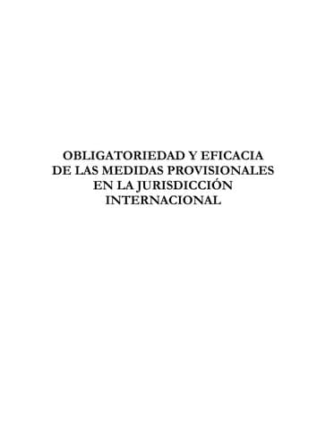 Portada de Obligatoriedad y eficacia de las medidas provisionales en la jurisdiccio n internacional