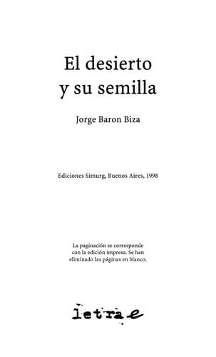 Portada de El Desierto y su semilla