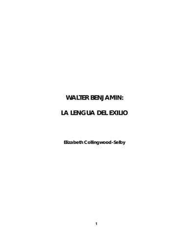 Portada de Walter Benjamin - la lengua del exilio