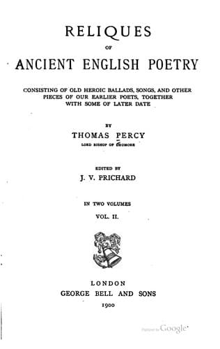 Portada de Reliques of Ancient English Poetry