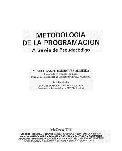 Portada de Metodologi a de la programacio n a trave s de pseudoco digo