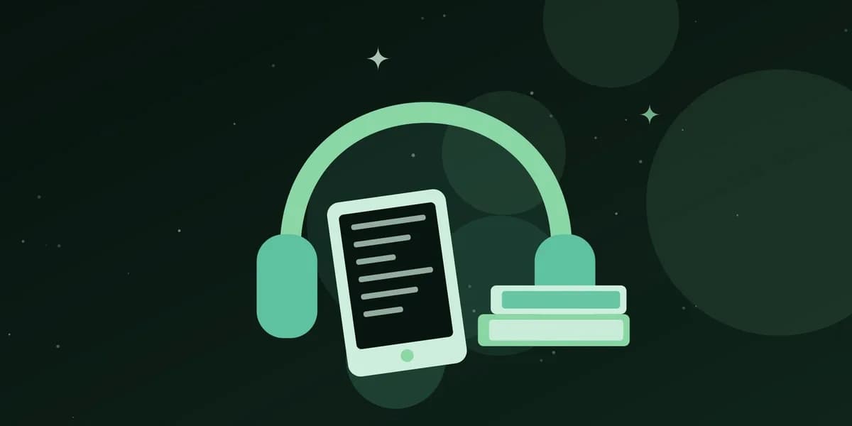 Ilustración de auriculares, un lector electrónico y un libro de papel