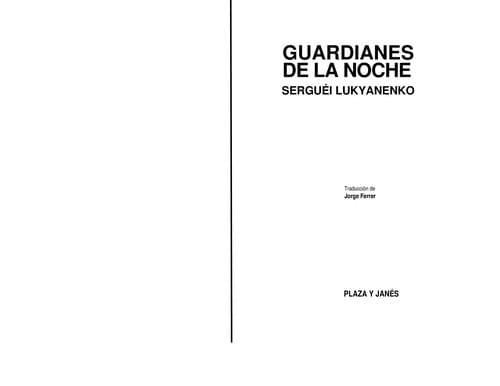 Portada de Guardianes De La Noche/ Guards of the Night