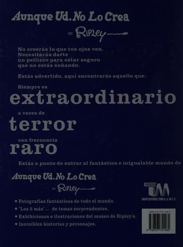 Portada de Aunque Usted No lo crea de Ripley/ Ripley's Believe it or Not