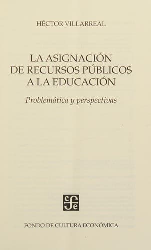 Portada de La asignación de recursos públicos a la educación