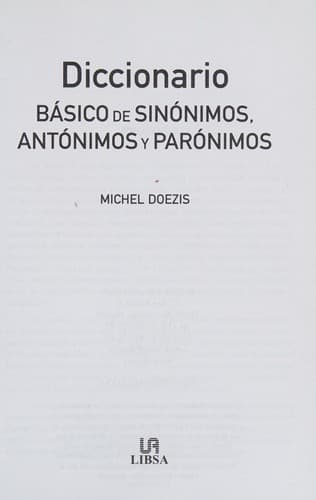 Portada de Diccionario básico de sinónimos, antónimos y parónimos