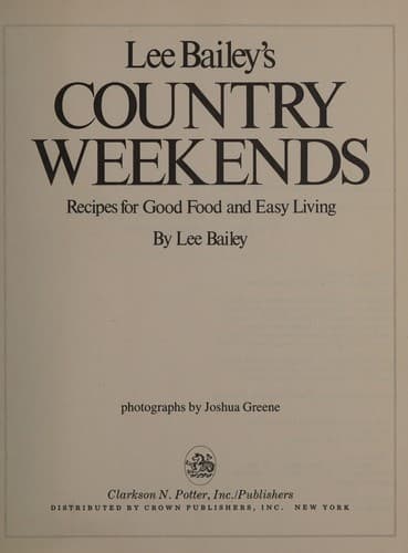 Portada de Lee Bailey's Country weekends