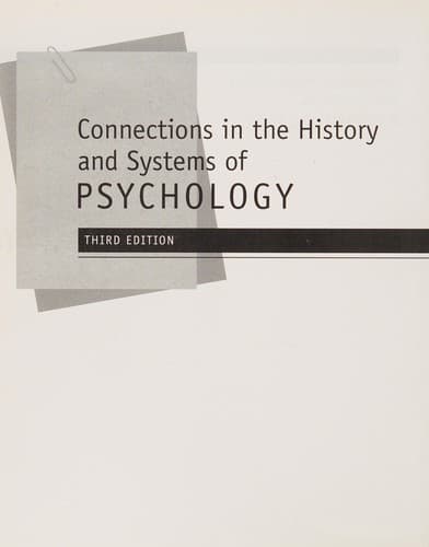 Portada de Connections In The History And Systems Of Psychology