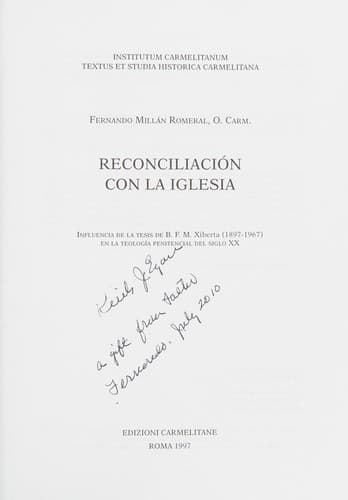 Portada de Reconciliación con la Iglesia