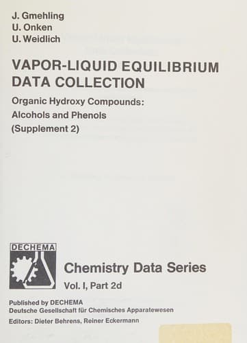 Portada de Vapor-liquid equilibrium data collection