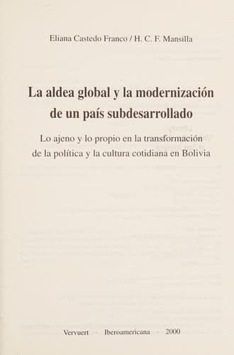 Portada de La aldea global y la modernización de un país subdesarrollado