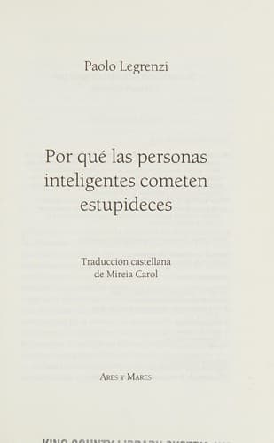 Portada de Por que las personas inteligentes cometen estupideces