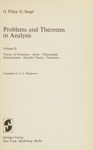 Portada de Problems and Theorems in Analysis II