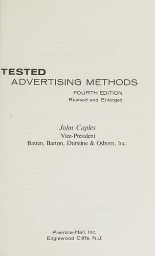 Portada de Tested advertising methods.