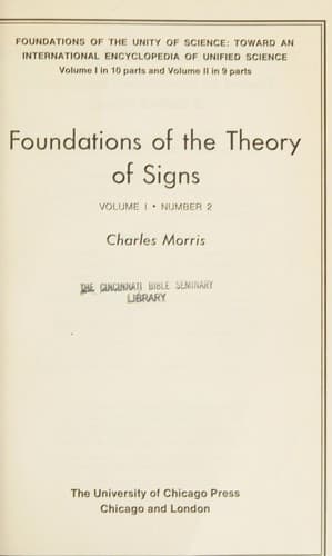 Portada de Foundations of the theory of signs