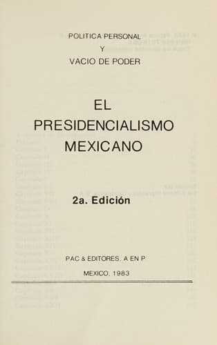 Portada de Política personal y vacío de poder
