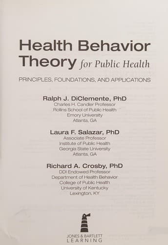 Portada de Health behavior theory for public health