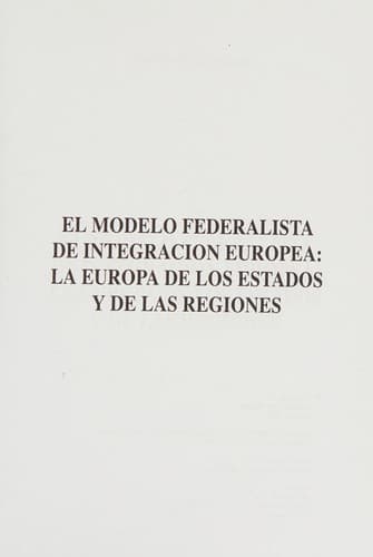 Portada de El modelo federalista de integración europea