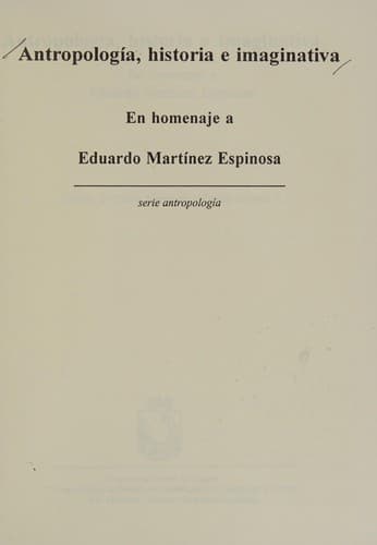 Portada de Antropología, historia e imaginativa