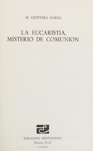 Portada de La eucaristía, misterio de comunión