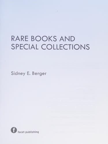 Portada de Rare Books and Special Collections
