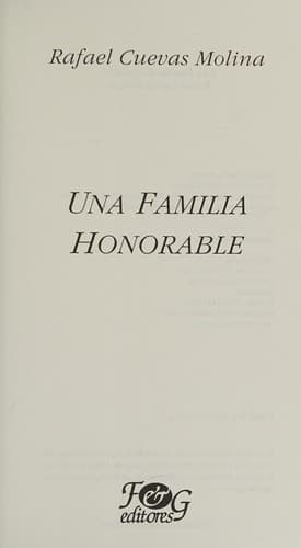Portada de Una familia honorable/ A Honourable family
