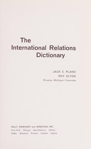 Portada de The international relations dictionary.