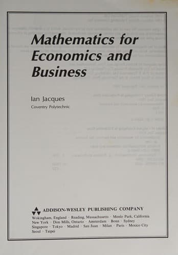 Portada de Mathematics for economics and business