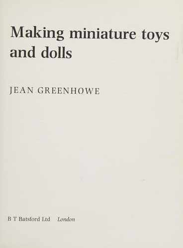 Portada de Making miniature toys and dolls