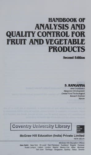 Portada de Handbook of Analysis and Quality Control for Fruit and Vegetable Products