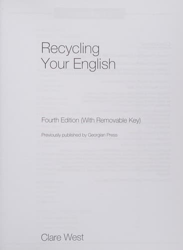 Portada de Recycling your English