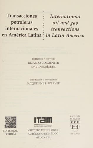 Portada de Transacciones petroleras internacionales en América Latina