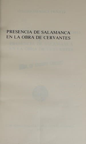Portada de Presencia de Salamanca en la obra de Cervantes