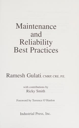 Portada de Maintenance and reliability best practices